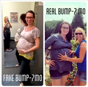 At around 10 weeks we went shopping at Motherhood Maternity and tried on the fake 7 month bump